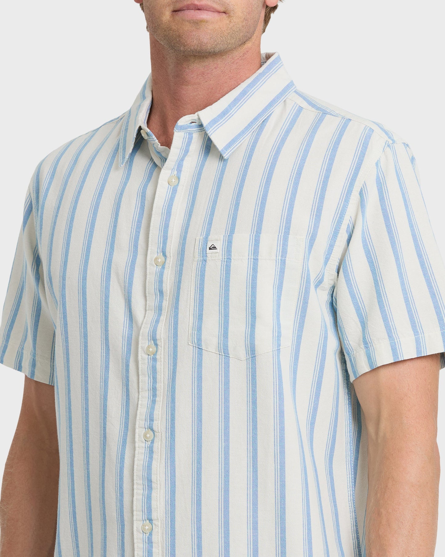 Oxford Stripe Classic Short Sleeve Shirt - Niagara - Quick Silver