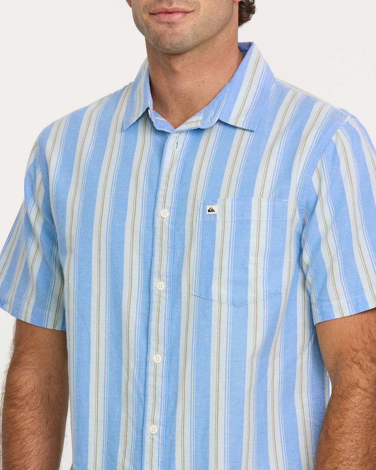 Quick Silver Oxford Stripe Classic Short Sleeve Shirt - Azure