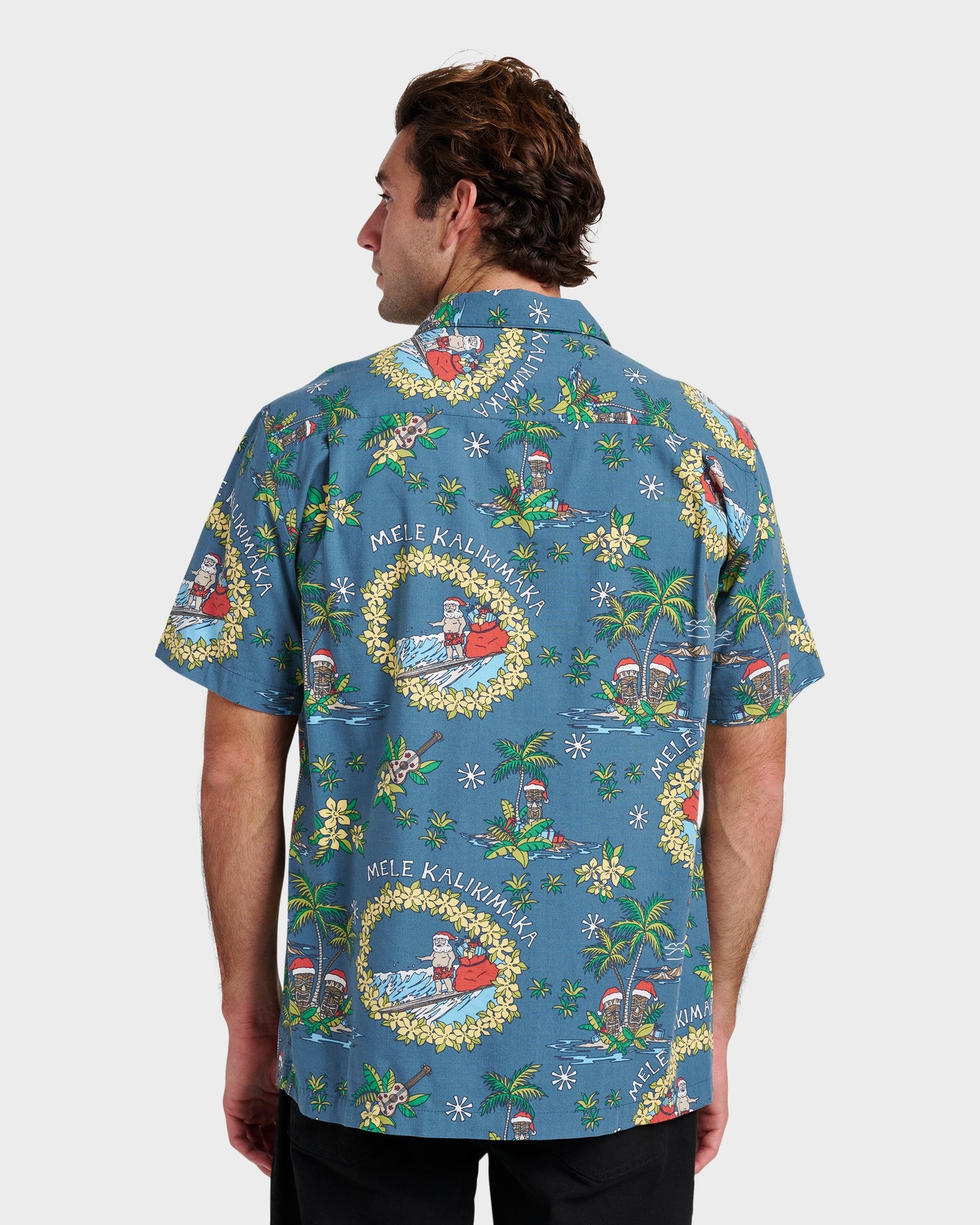 Waterman Surfing Santa Shirt - Real Teal - Quick Silver