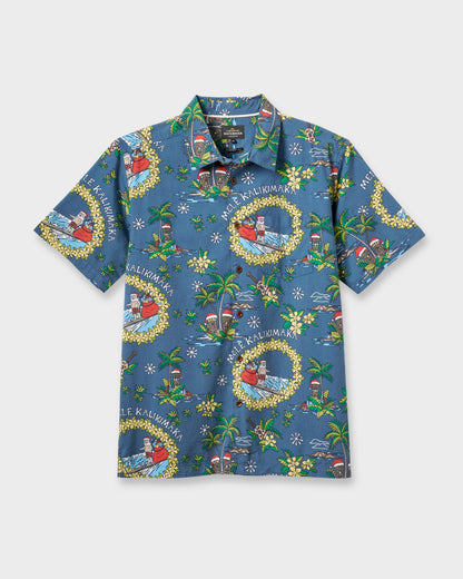 Waterman Surfing Santa Shirt - Real Teal - Quick Silver