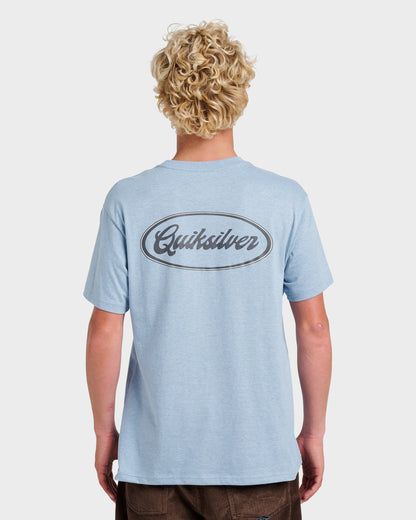 Mechanics Script Classic T-shirt - Ashley Blue Heather - Quick Silver