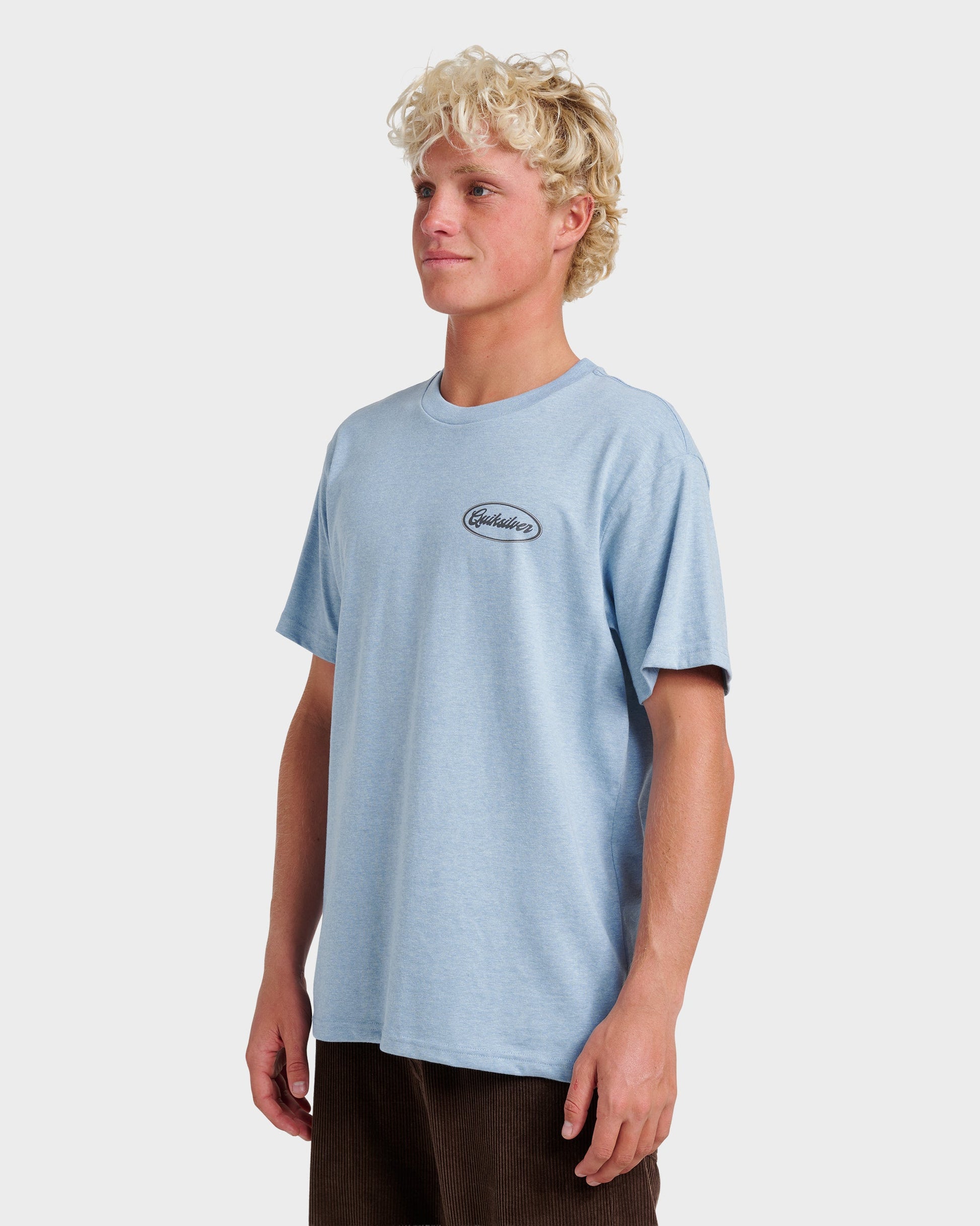 Mechanics Script Classic T-shirt - Ashley Blue Heather - Quick Silver