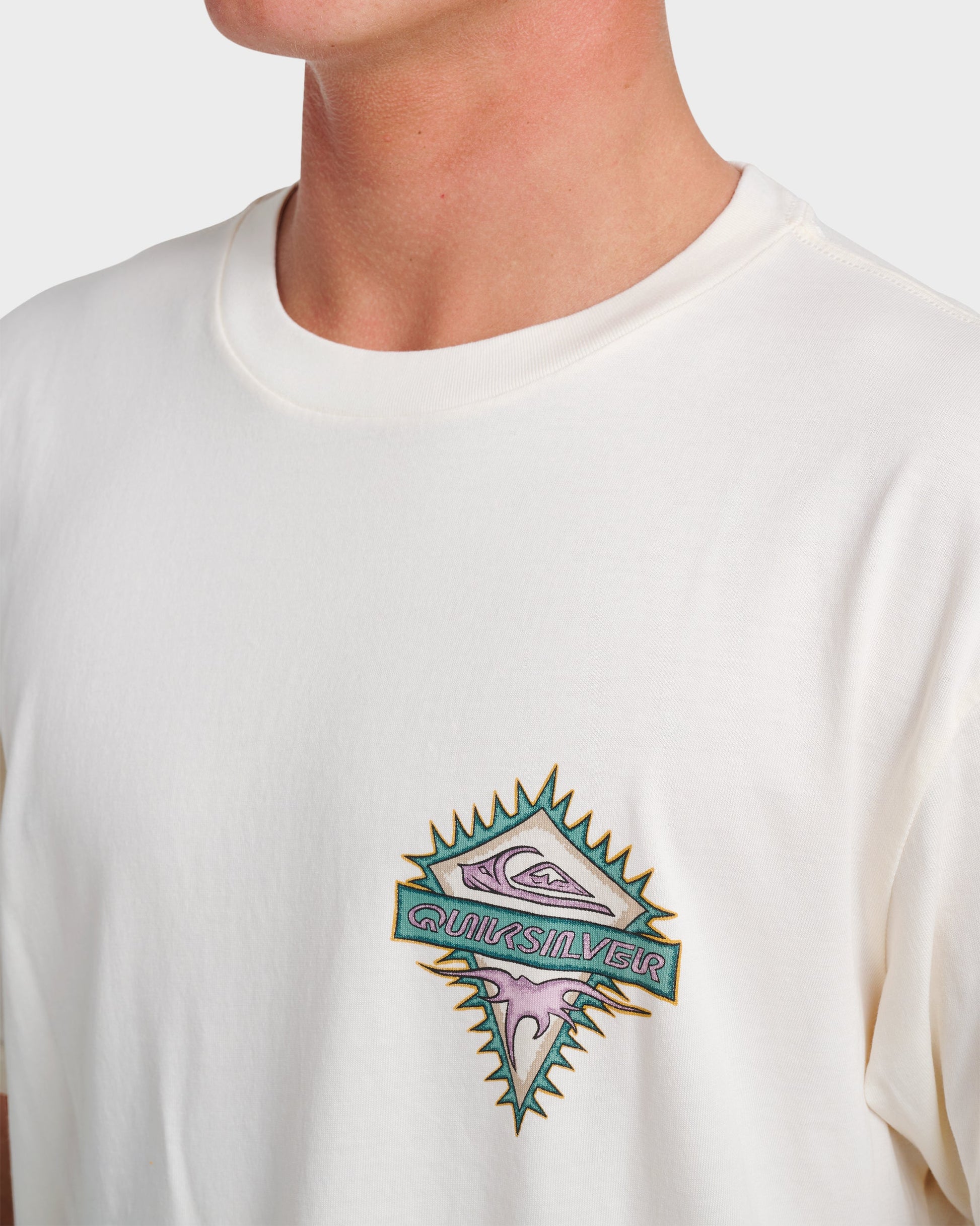 Liberty Spikespigment Dye T-Shirt - Snow White - Quick Silver