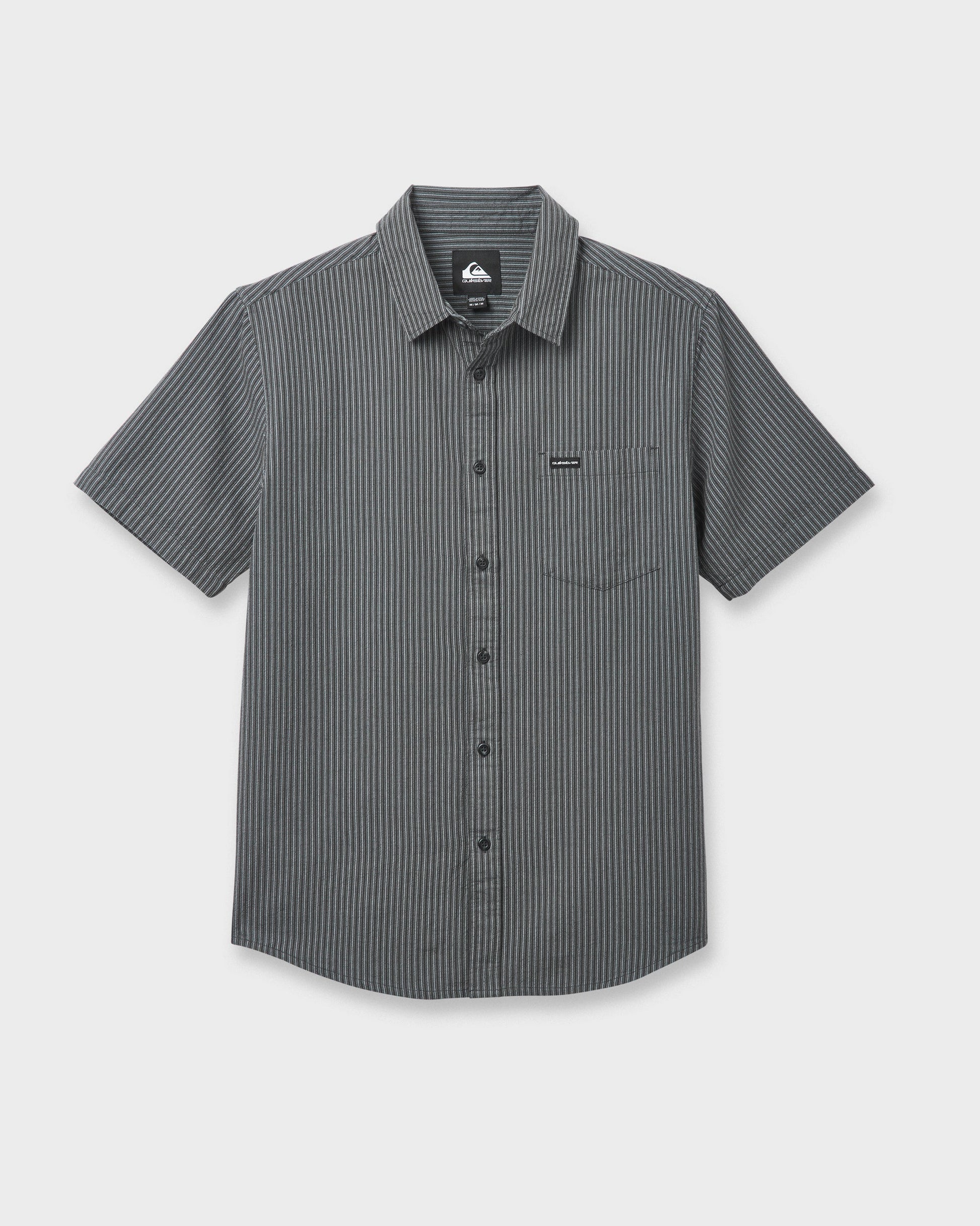 Oxford Stripe Classic Short Sleeve Shirt - Phantom - Quick Silver