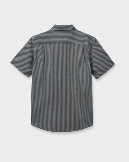 Oxford Stripe Classic Short Sleeve Shirt - Phantom - Quick Silver