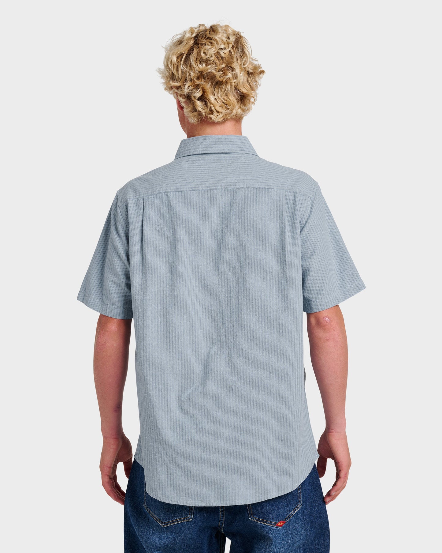 Oxford Stripe Classic Short Sleeve Shirt - Ashley Blue - Quick Silver