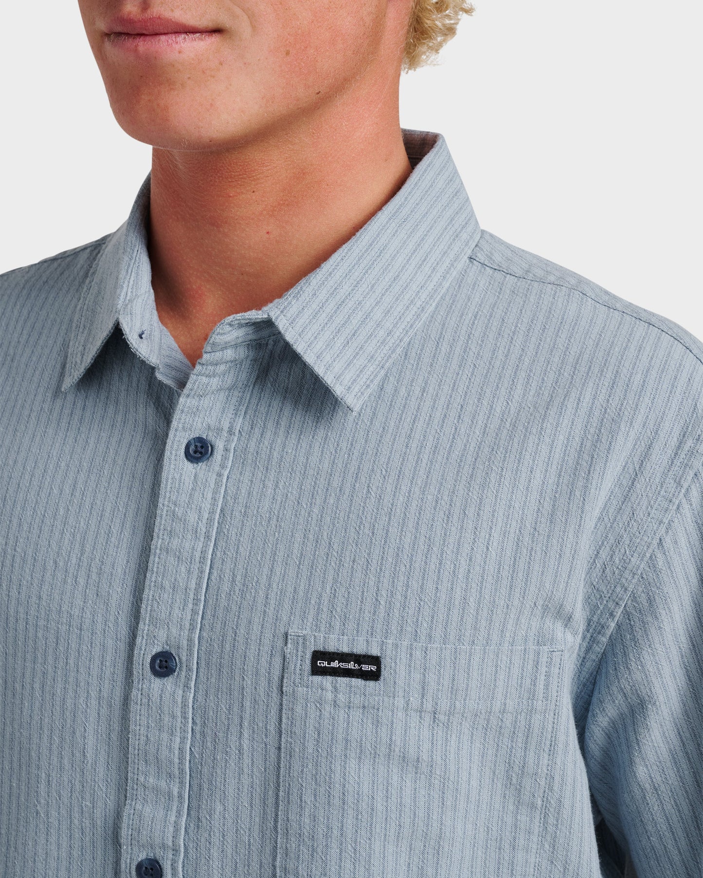 Oxford Stripe Classic Short Sleeve Shirt - Ashley Blue - Quick Silver