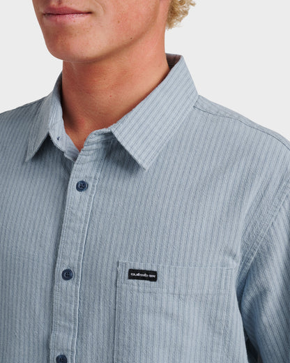 Oxford Stripe Classic Short Sleeve Shirt - Ashley Blue - Quick Silver