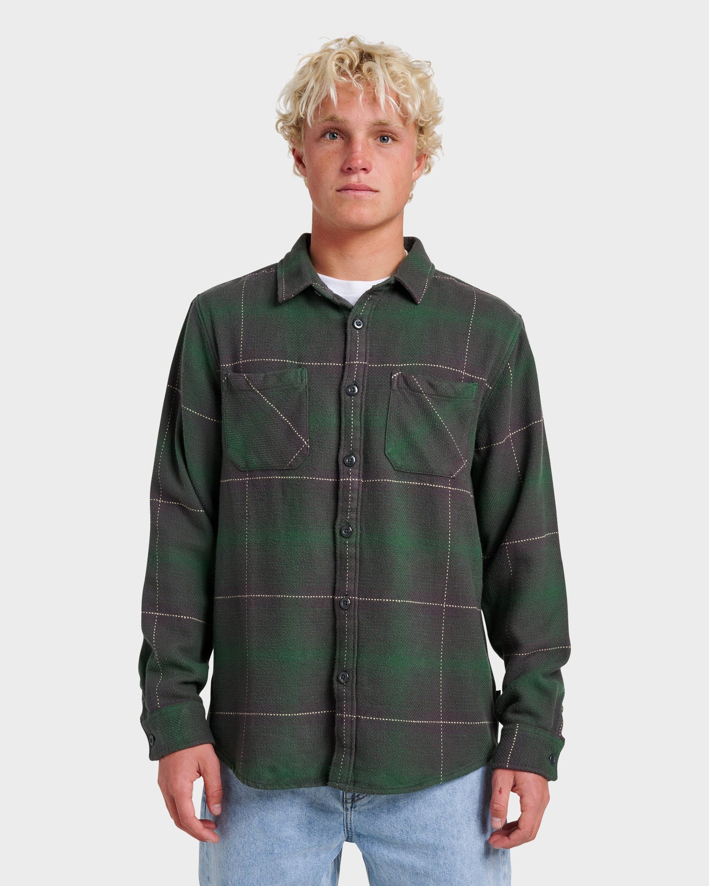 Dna Flannel Shirt - Garden Topiary - Quick Silver