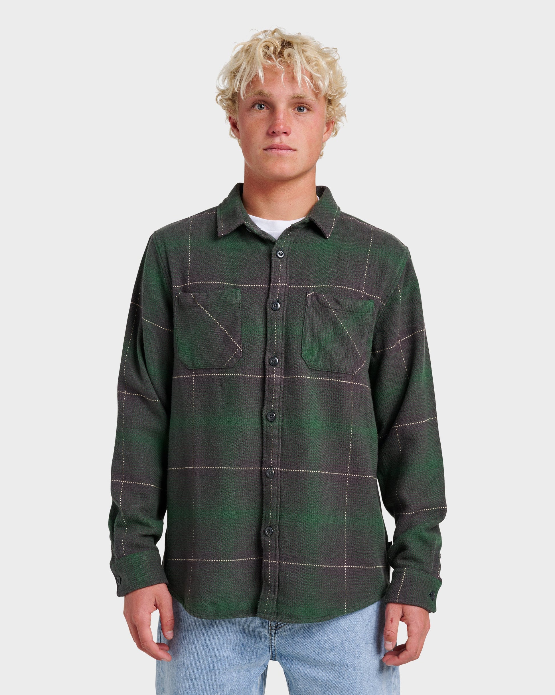 Dna Flannel Shirt - Garden Topiary - Quick Silver