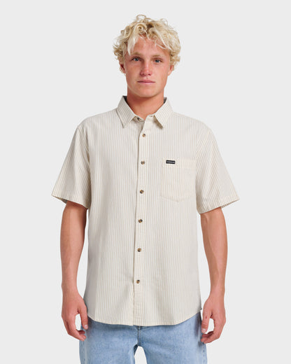 Oxford Stripe Classic Short Sleeve Shirt - Moonstruck - Quick Silver