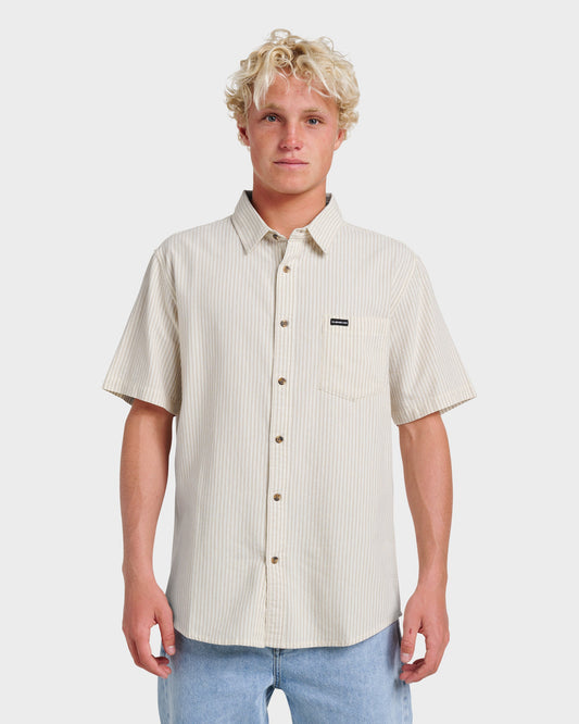 Oxford Stripe Classic Short Sleeve Shirt - Moonstruck - Quick Silver