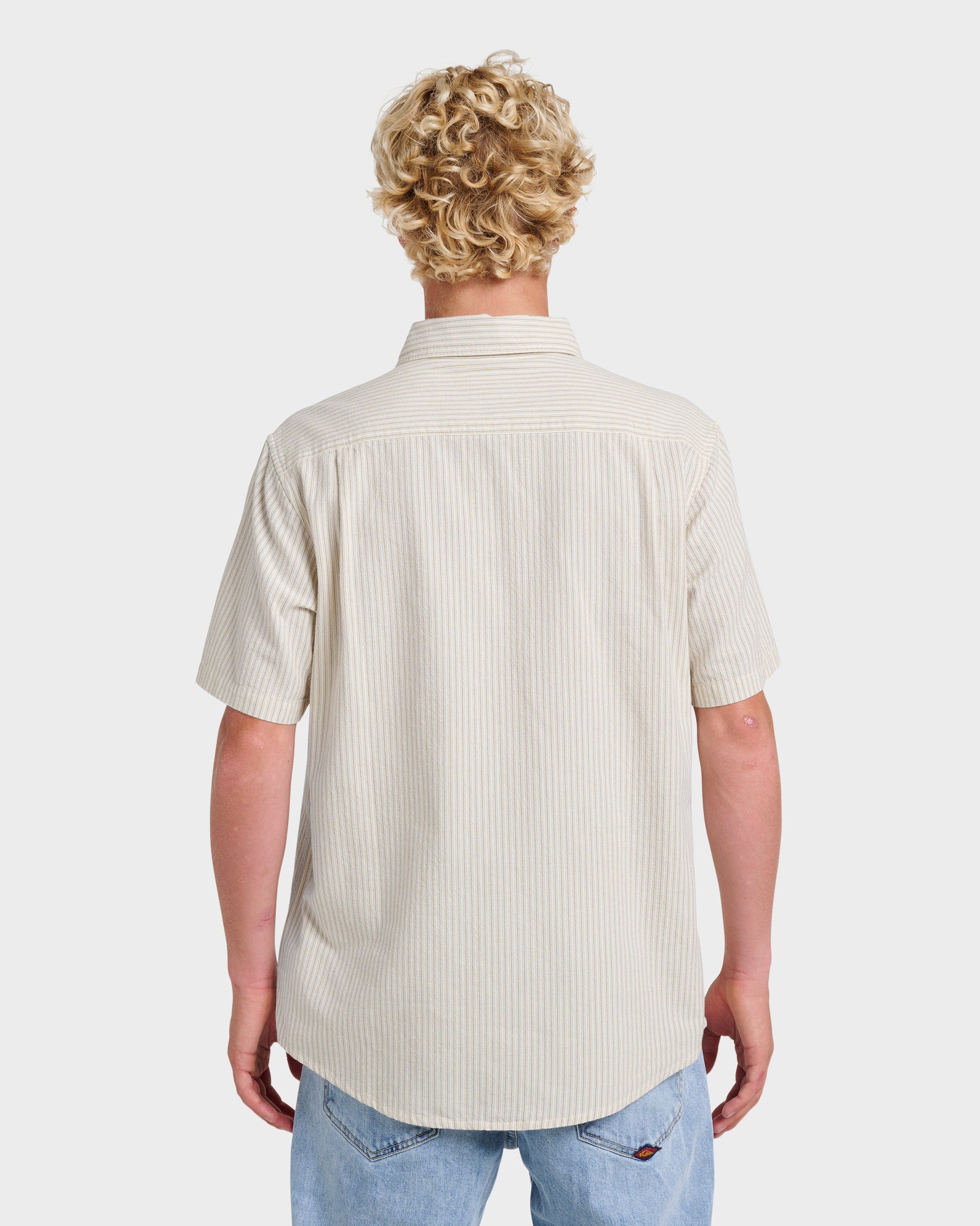 Oxford Stripe Classic Short Sleeve Shirt - Moonstruck - Quick Silver