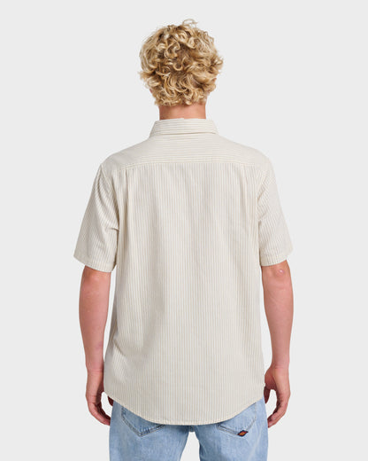 Oxford Stripe Classic Short Sleeve Shirt - Moonstruck - Quick Silver