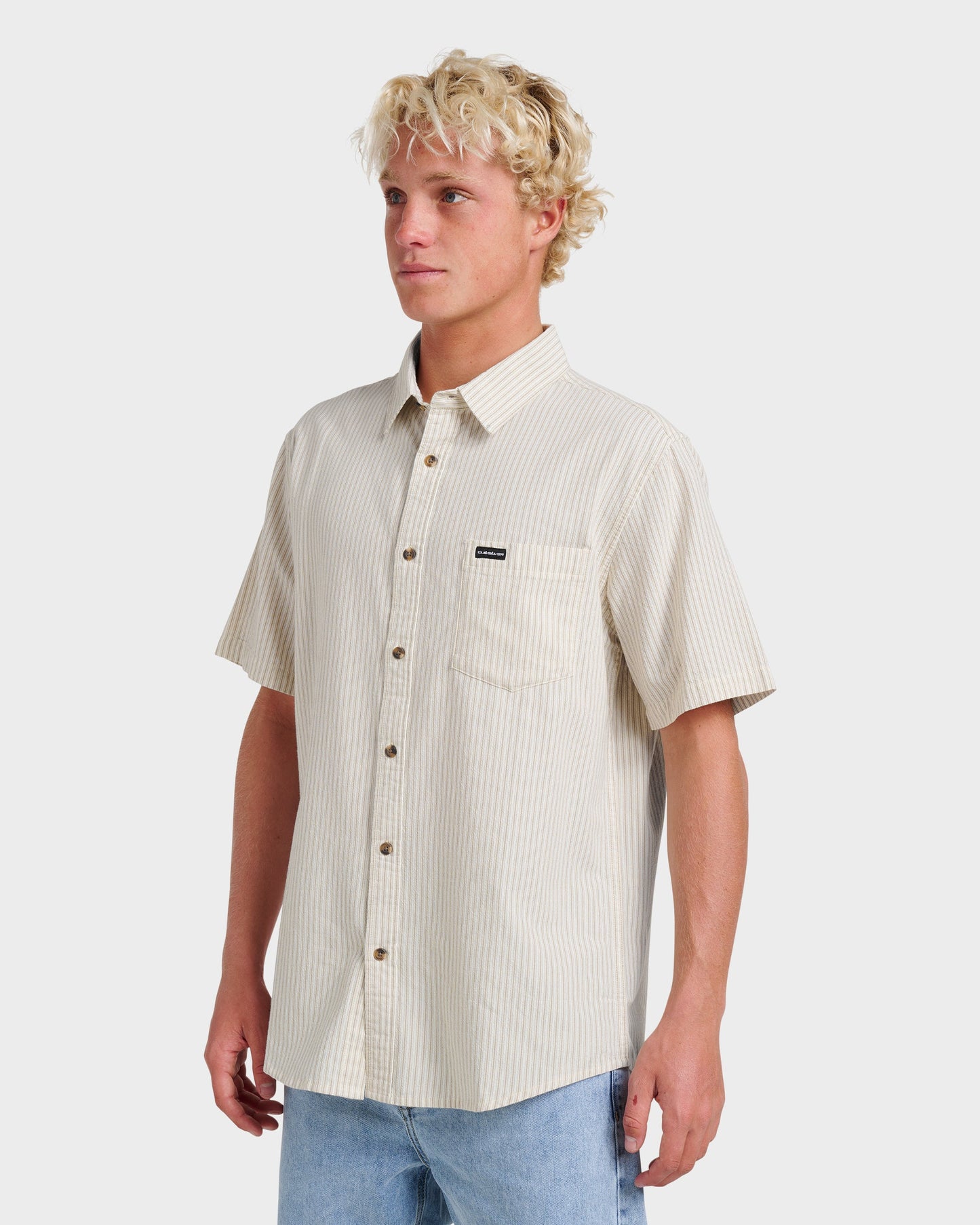 Oxford Stripe Classic Short Sleeve Shirt - Moonstruck - Quick Silver