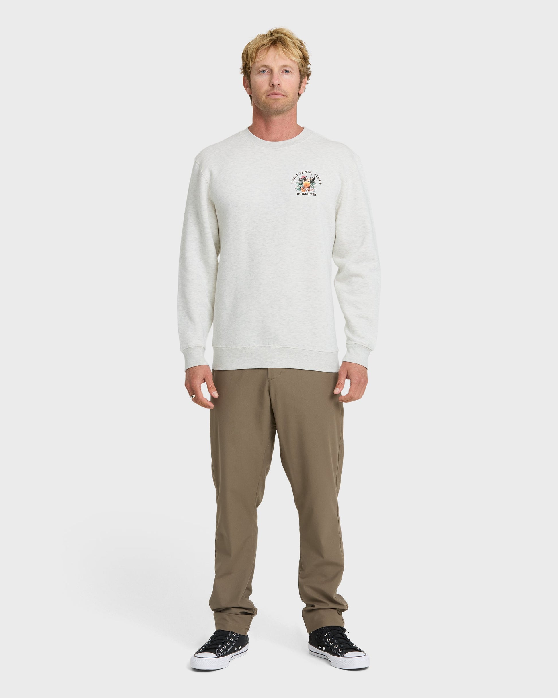 California Vibes Crew Fleece Sweatshirt - Oatmeal Hth - Quick Silver