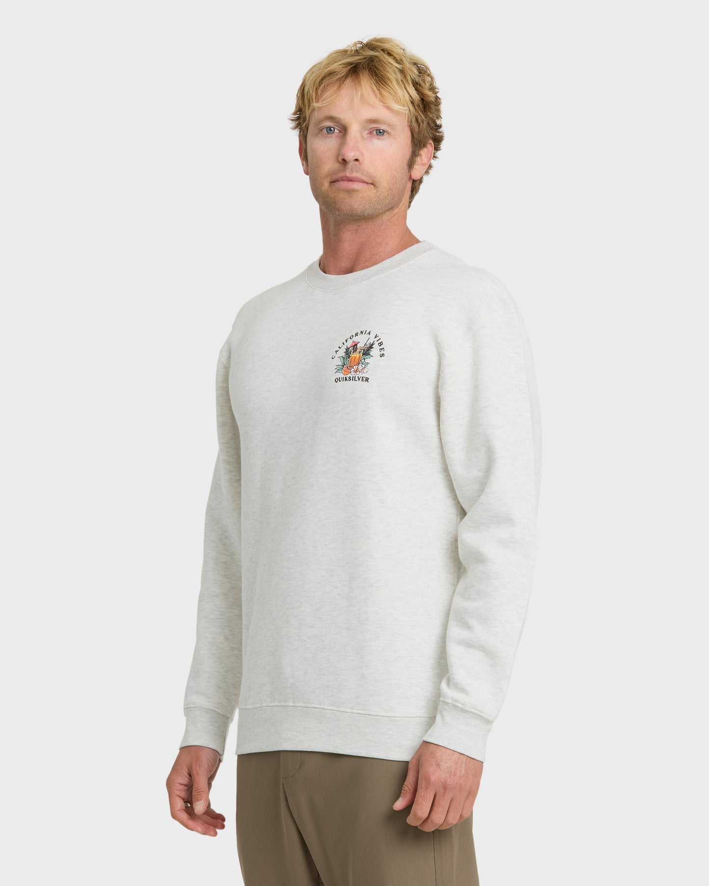 California Vibes Crew Fleece Sweatshirt - Oatmeal Hth - Quick Silver