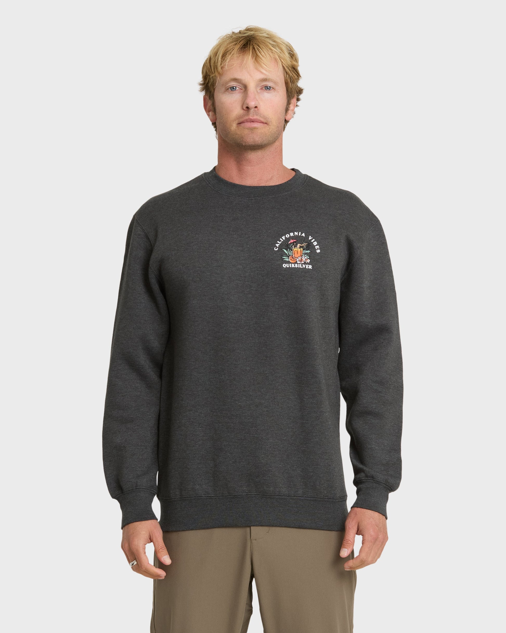 California Vibes Crew Fleece Sweatshirt - Charcoal Grey - Quick Silver