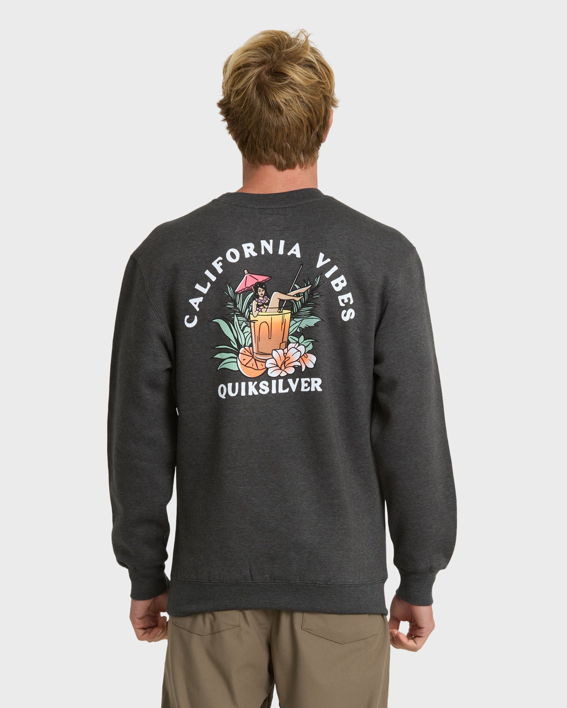 California Vibes Crew Fleece Sweatshirt - Charcoal Grey - Quick Silver