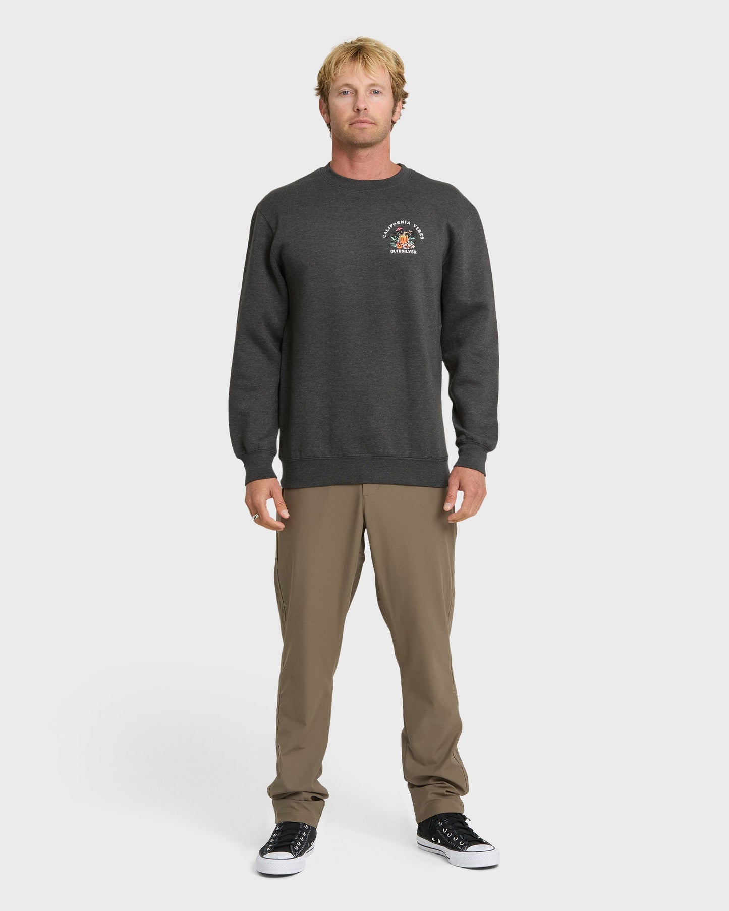 California Vibes Crew Fleece Sweatshirt - Charcoal Grey - Quick Silver