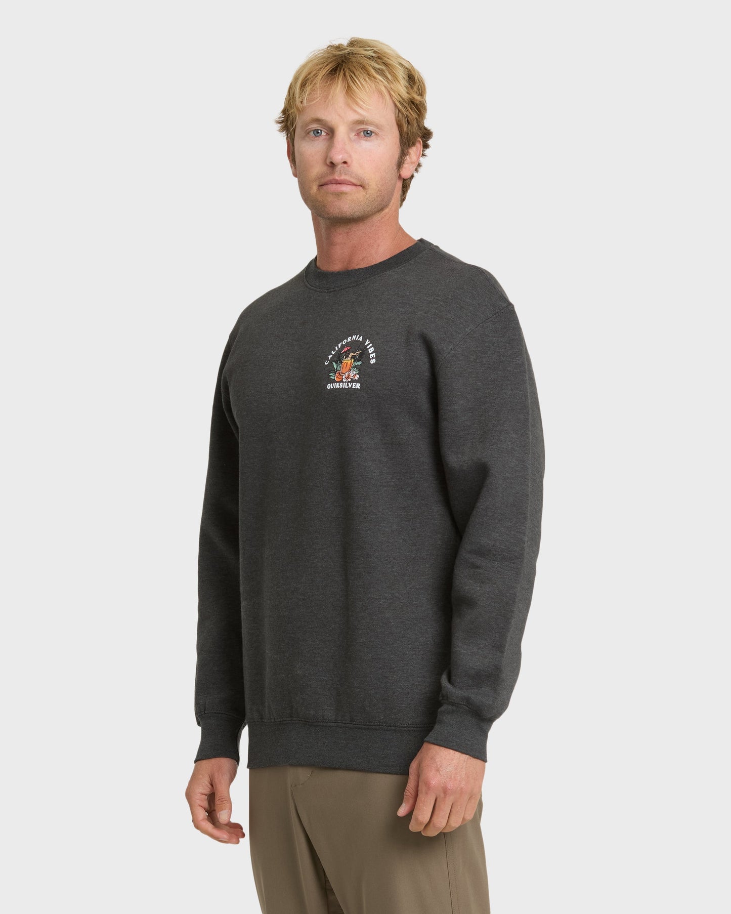 California Vibes Crew Fleece Sweatshirt - Charcoal Grey - Quick Silver