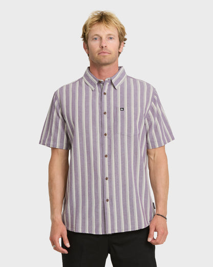 Oxford Stripe Classic Short Sleeve Shirt - Sunset Purple - Quick Silver