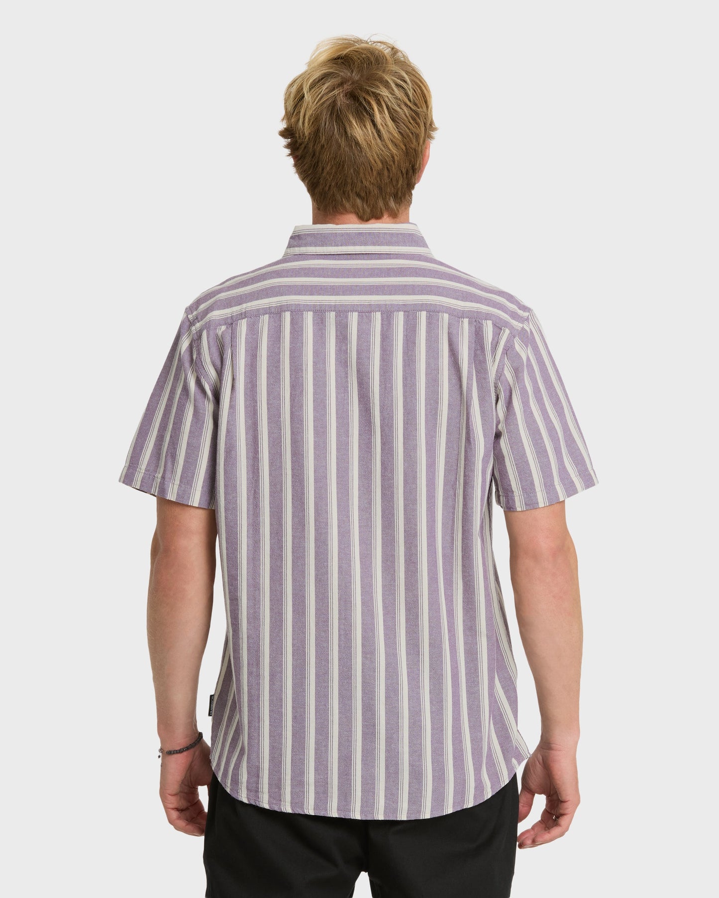 Oxford Stripe Classic Short Sleeve Shirt - Sunset Purple - Quick Silver