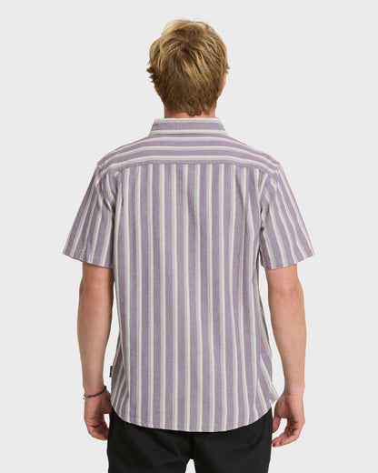 Oxford Stripe Classic Short Sleeve Shirt - Sunset Purple - Quick Silver