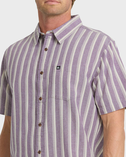 Oxford Stripe Classic Short Sleeve Shirt - Sunset Purple - Quick Silver