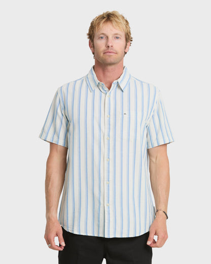Oxford Stripe Classic Short Sleeve Shirt - Niagara - Quick Silver