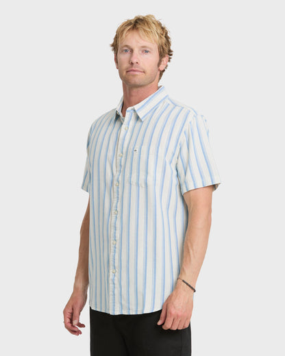 Oxford Stripe Classic Short Sleeve Shirt - Niagara - Quick Silver