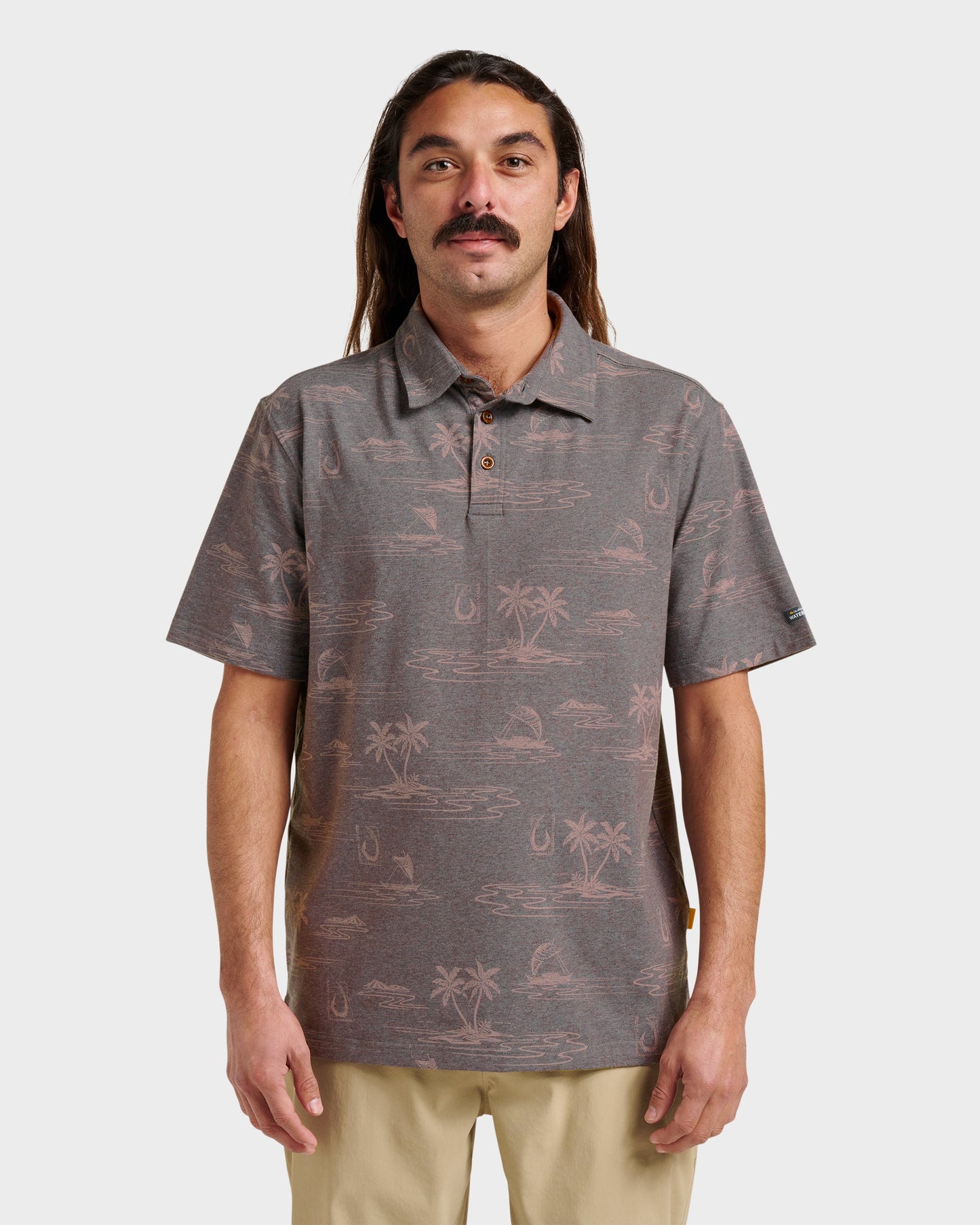 Waterman Island Daze Polo T-Shirt - Phantom Heather - Quick Silver