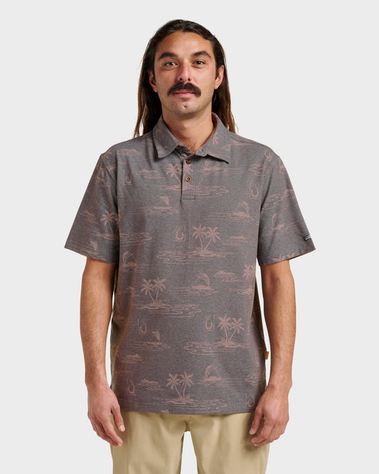 Waterman Island Daze Polo T-Shirt - Phantom Heather - Quick Silver