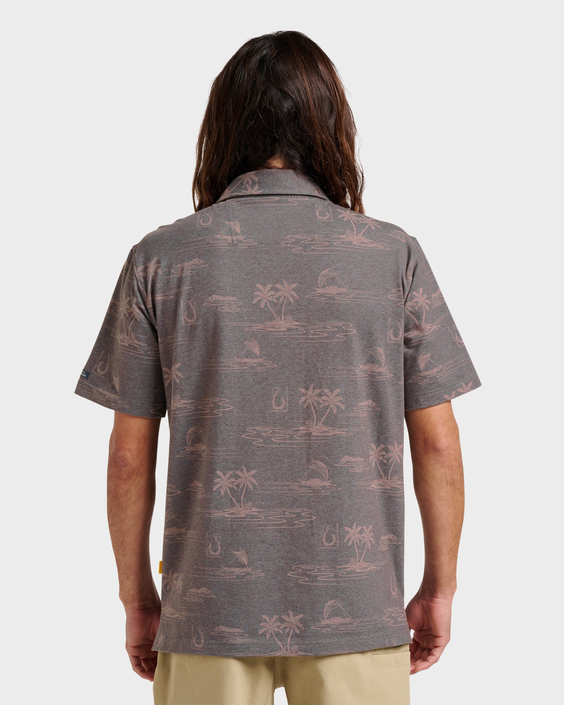 Waterman Island Daze Polo T-Shirt - Phantom Heather - Quick Silver