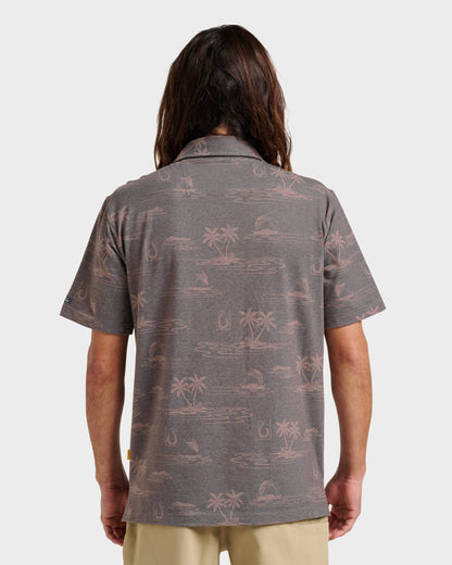 Waterman Island Daze Polo T-Shirt - Phantom Heather - Quick Silver