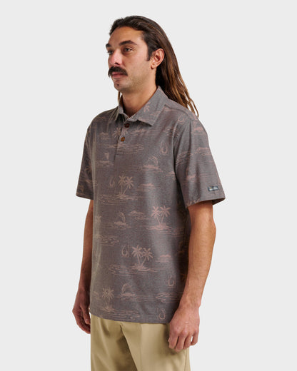 Waterman Island Daze Polo T-Shirt - Phantom Heather - Quick Silver