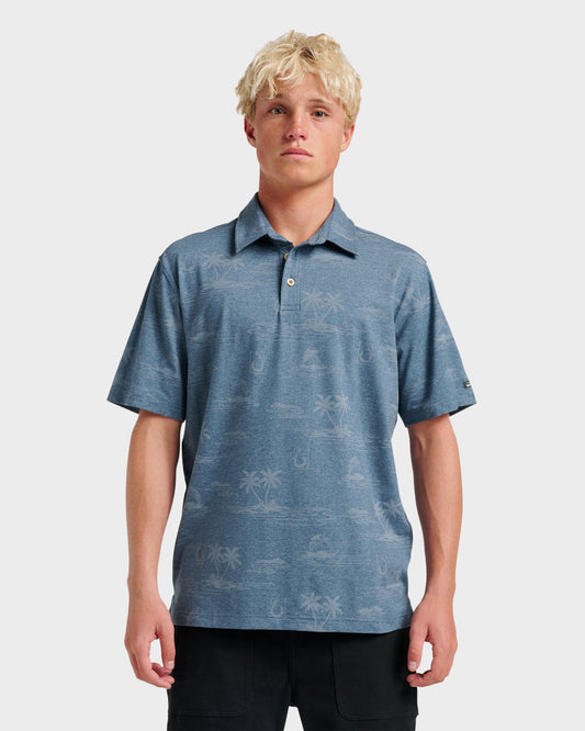 Waterman Island Daze Polo T-Shirt - Real Teal Heather - Quick Silver