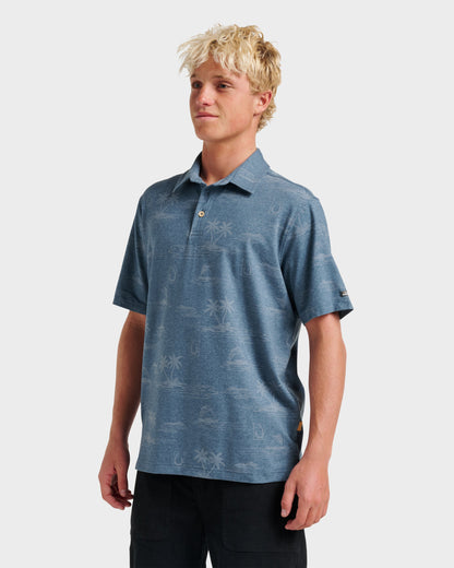 Waterman Island Daze Polo T-Shirt - Real Teal Heather - Quick Silver