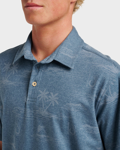 Waterman Island Daze Polo T-Shirt - Real Teal Heather - Quick Silver