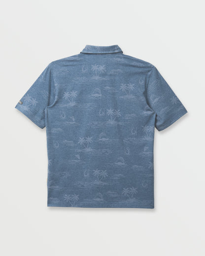 Waterman Island Daze Polo T-Shirt - Real Teal Heather - Quick Silver