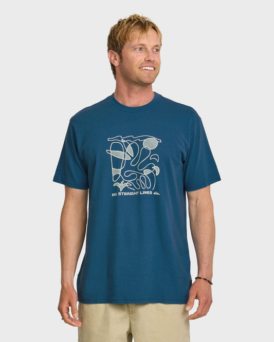 No Straight Lines Stw T-Shirt - Blue Steel - Quick Silver