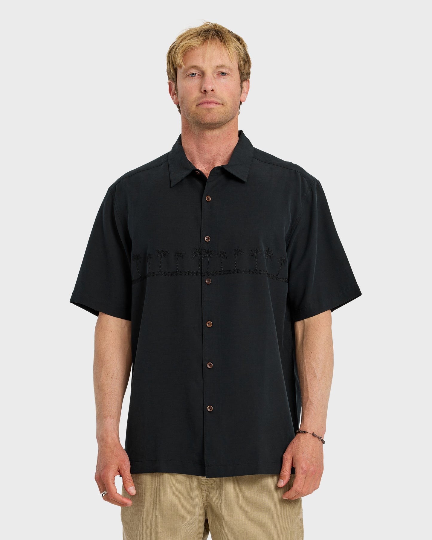 Waterman Tahiti Palms Premium Anti-Wrinkle Shirt - Black - Quick Silver