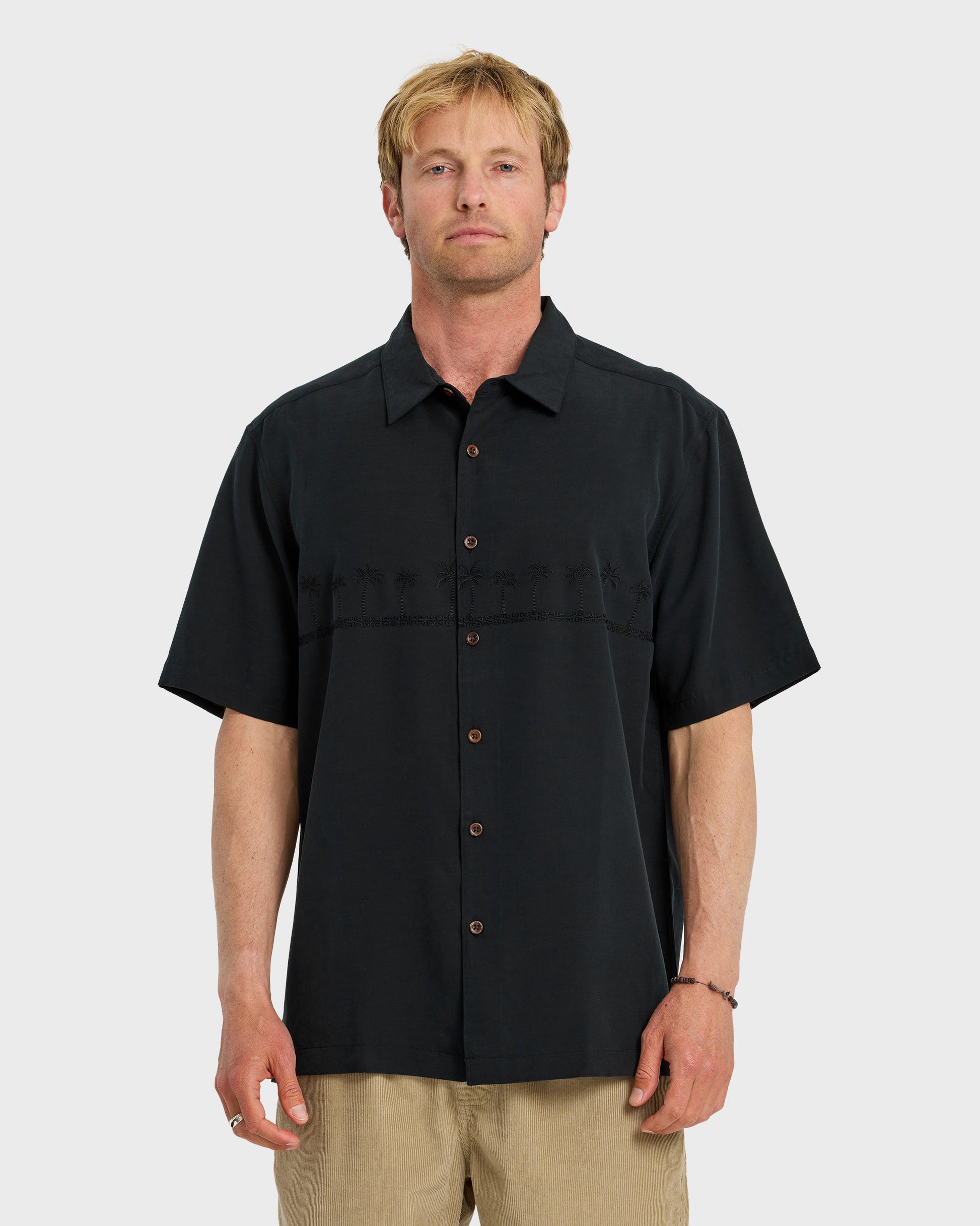 Waterman Tahiti Palms Premium Anti-Wrinkle Shirt - Black - Quick Silver