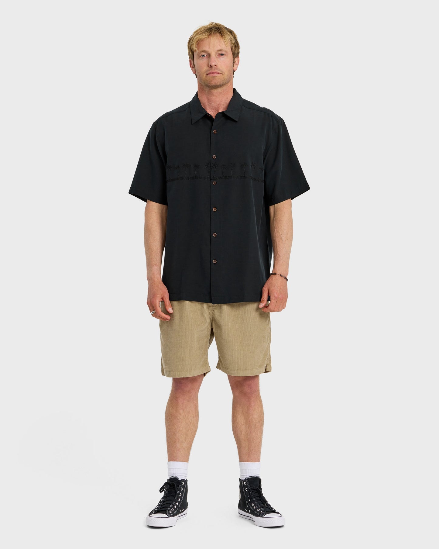 Waterman Tahiti Palms Premium Anti-Wrinkle Shirt - Black - Quick Silver