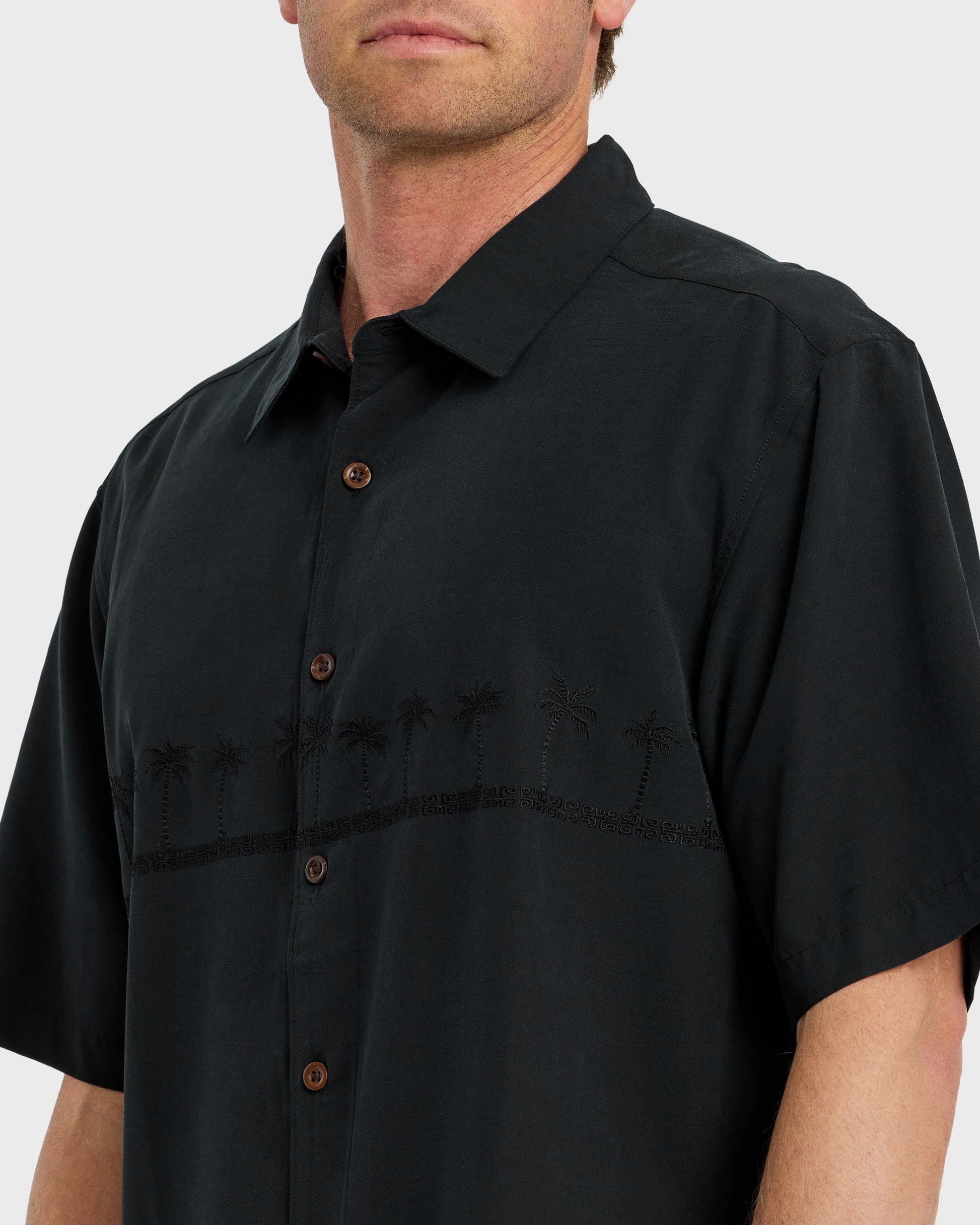 Waterman Tahiti Palms Premium Anti-Wrinkle Shirt - Black - Quick Silver