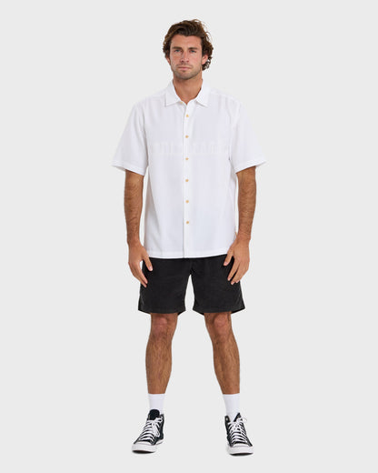Waterman Tahiti Palms Premium Anti-Wrinkle Shirt - White - Quick Silver