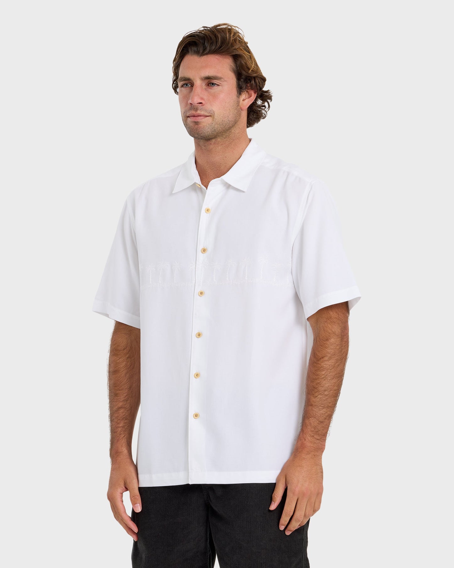 Waterman Tahiti Palms Premium Anti-Wrinkle Shirt - White - Quick Silver