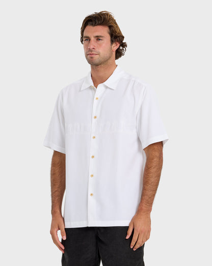 Waterman Tahiti Palms Premium Anti-Wrinkle Shirt - White - Quick Silver