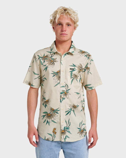 Costal Flora Classic Short Sleeve Shirt - Moonstruck - Quick Silver