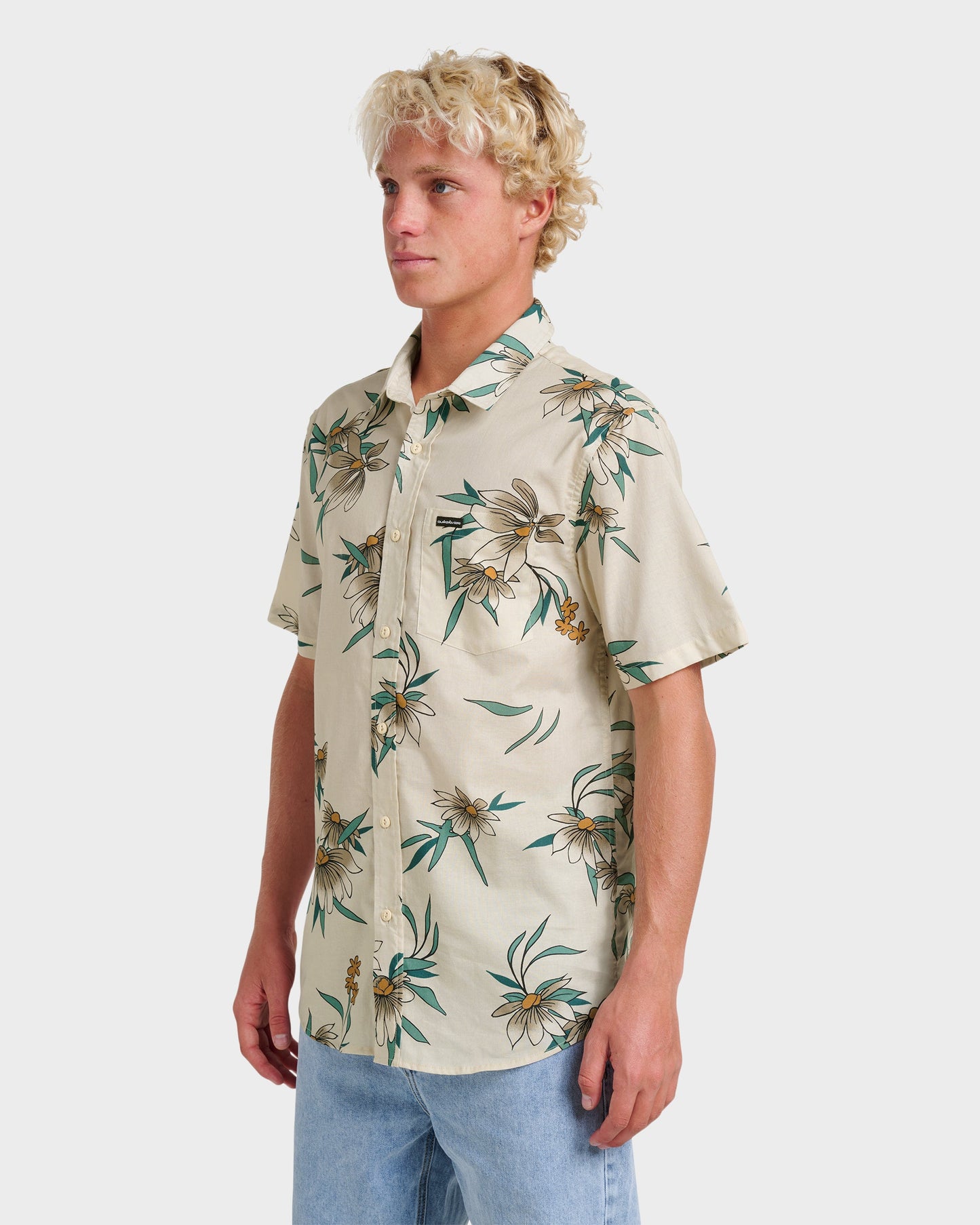 Costal Flora Classic Short Sleeve Shirt - Moonstruck - Quick Silver